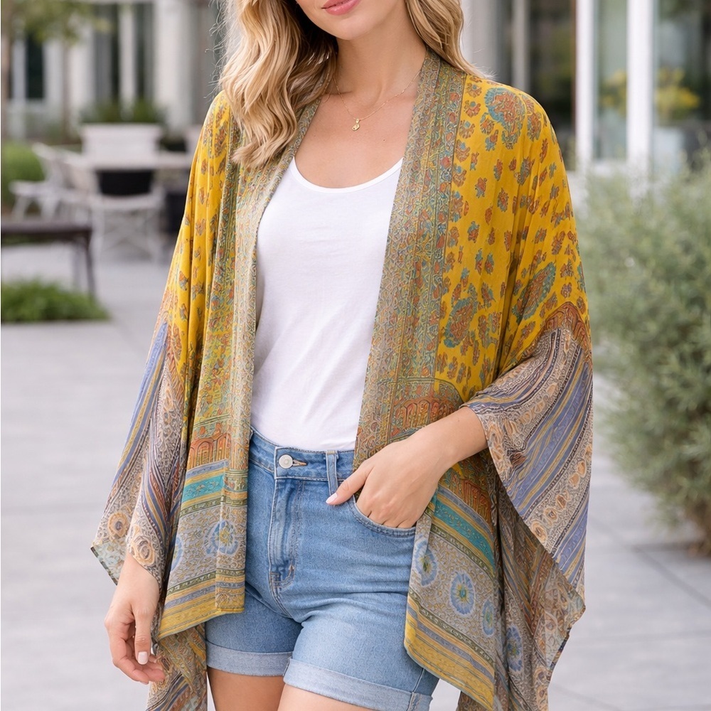 Spring is calling! Perfect Layer Vismaya Boho Kimono Floral Open Front One Size